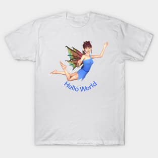 hello world elf fairy faerie flying on dragon wings newborn baby T-Shirt